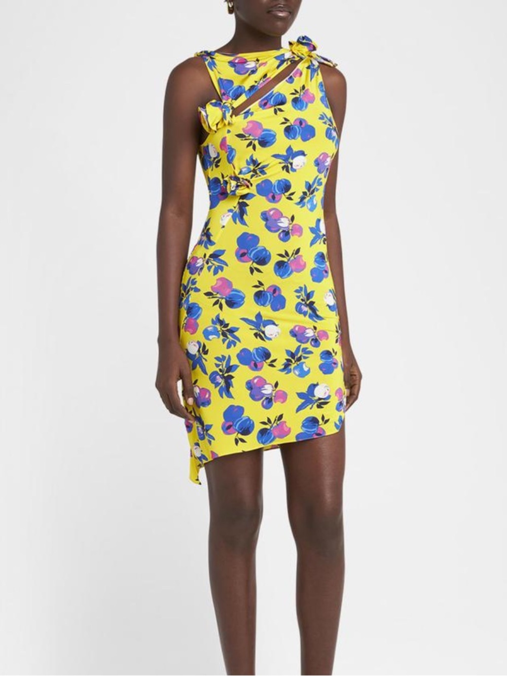 Coperni Asymmetric Flower Mini Dress in Yellow Apples SOLD OUT NWT S - Picture 2 of 6
